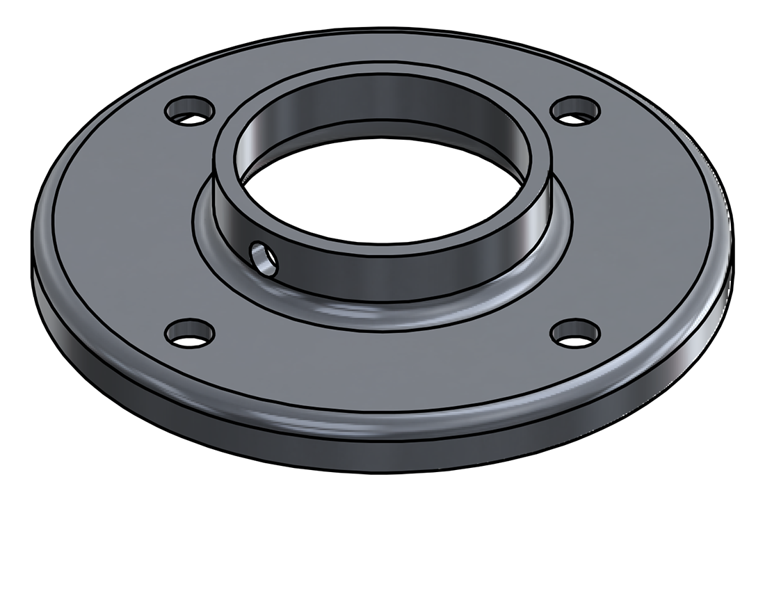 Picture of #RF1908-AL - ALUMINUM 1 1/2" PIPE RAISED BASE FLANGE