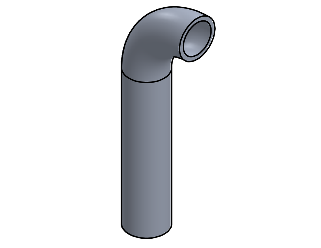 Picture of #1206 - ALUMINUM 3/4" PIPE 90° ELBOW W/ 1 TANGENT 1.5" C.L.R.