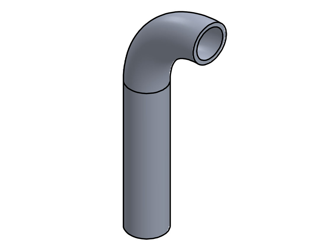 Picture of #1216 - ALUMINUM 3/4" PIPE 90° ELBOW W/ 1 TANGENT 2" C.L.R.