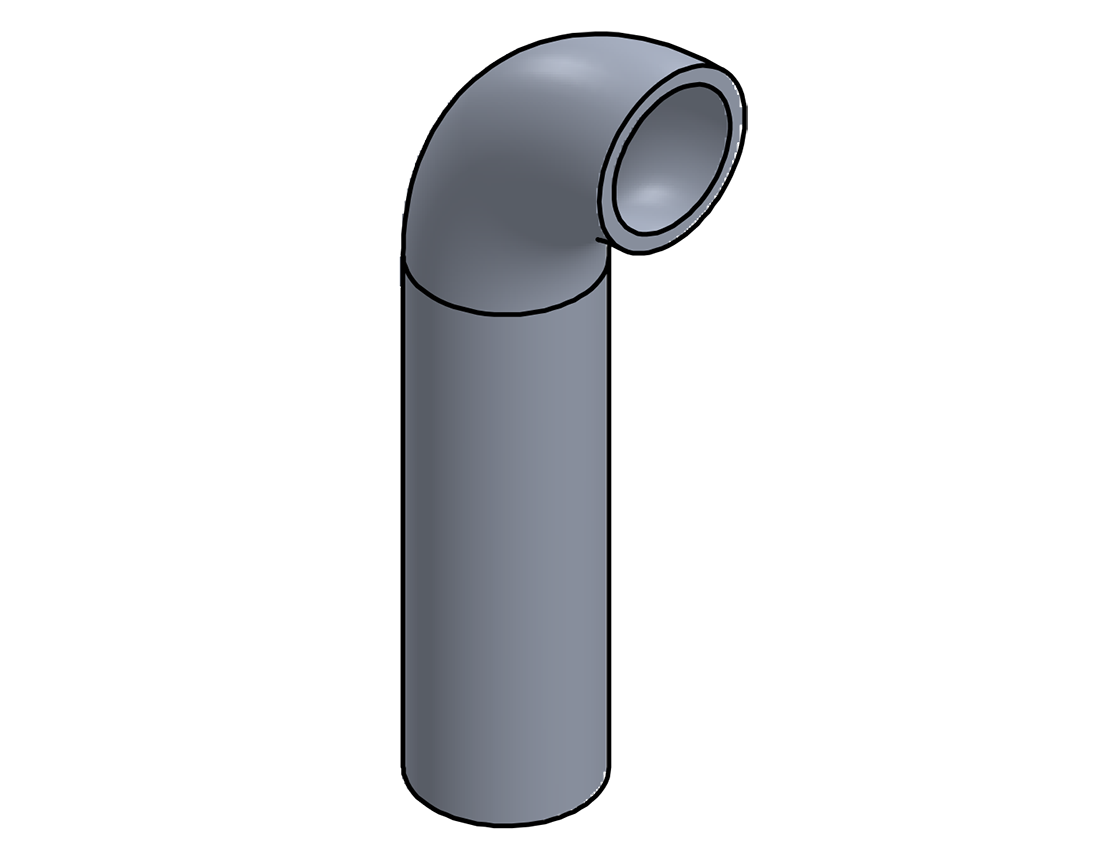 Picture of #1306 - ALUMINUM 1" PIPE 90° ELBOW W/ 1 TANGENT 1.5" C.L.R.