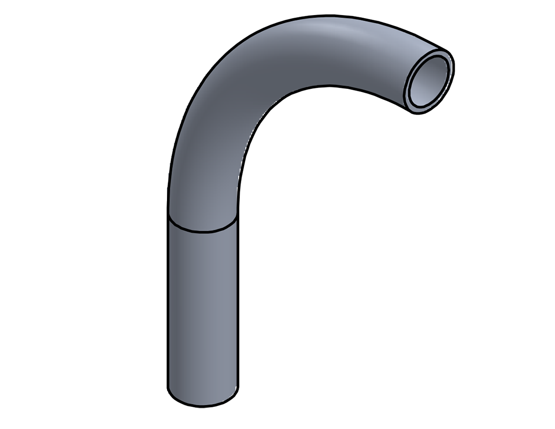 Picture of #1366 - ALUMINUM 1" PIPE 90° ELBOW W/ 1 TANGENT 6" C.L.R.