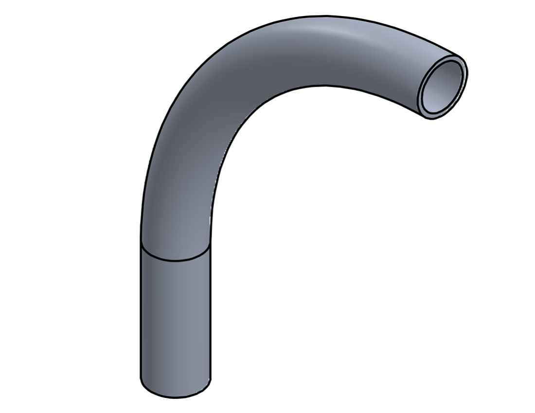 Picture of #1496 - ALUMINUM 1 1/4" PIPE 90° ELBOW W/ 1 TANGENT 9" C.L.R.