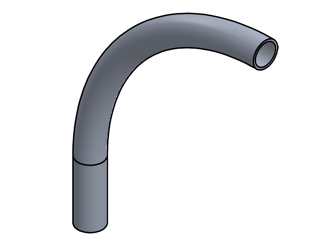 Picture of #14-12-6  - ALUMINUM 1 1/4" PIPE 90° ELBOW W/ 1 TANGENT 12" C.L.R.