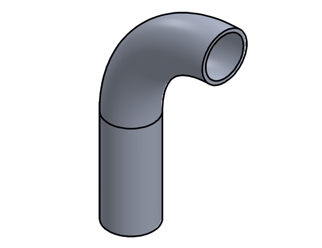 Picture of #1546 - ALUMINUM 1 1/2" PIPE 90° ELBOW W/ 1 TANGENT 4" C.L.R.