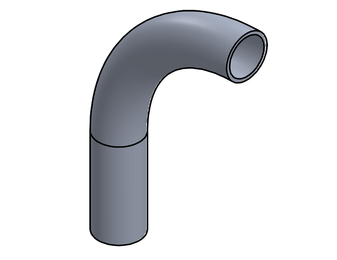 Picture of #1566 - ALUMINUM 1 1/2" PIPE 90° ELBOW W/ 1 TANGENT 6" C.L.R.