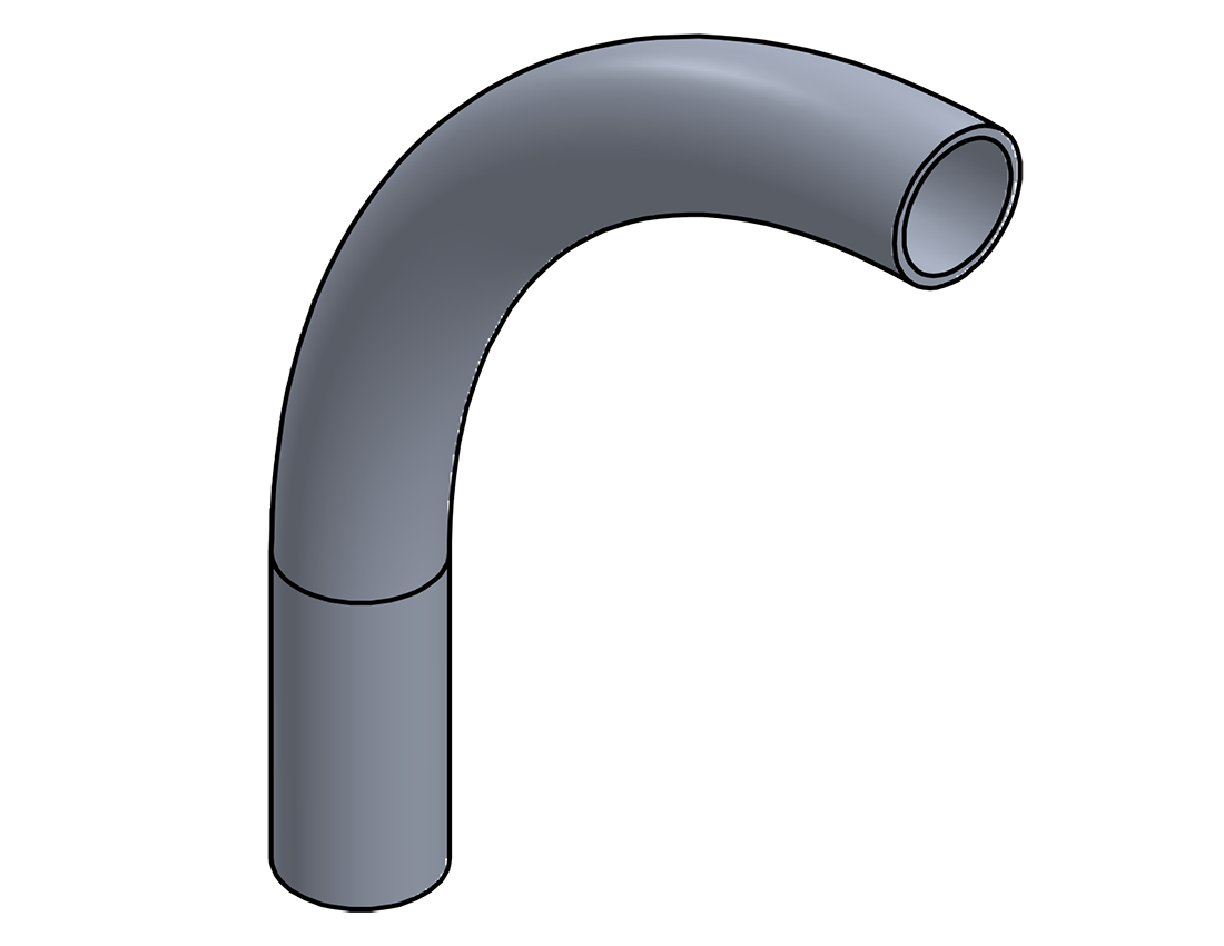 Picture of #1596 - ALUMINUM 1-1/2" PIPE 90° ELBOW W/ 1 TANGENT 9" C.L.R.