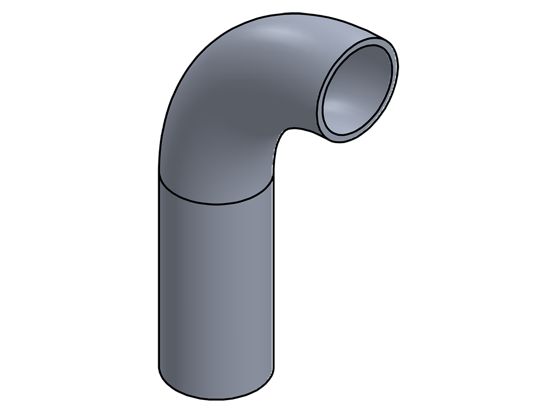 Picture of #1756 - ALUMINUM 2 1/2" PIPE 90° ELBOW W/ 1 TANGENT 5" C.L.R.