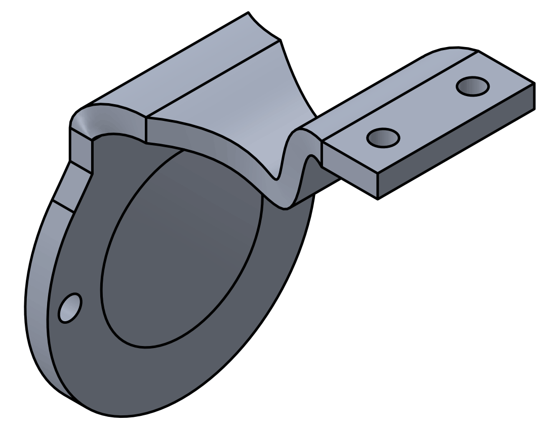 Picture of #7332F-AL - ALUMINUM 1/4" FORMED BRACKET, 3" C.L., FLAT SADDLE