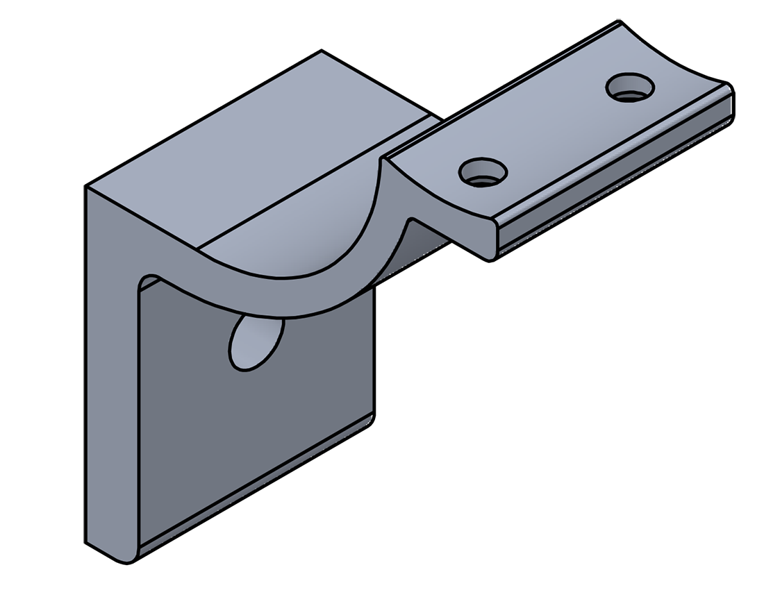 Picture of #EAB300R - EXTRUDED ALUMINUM BRACKET, 3" C.L., ROUND SADDLE