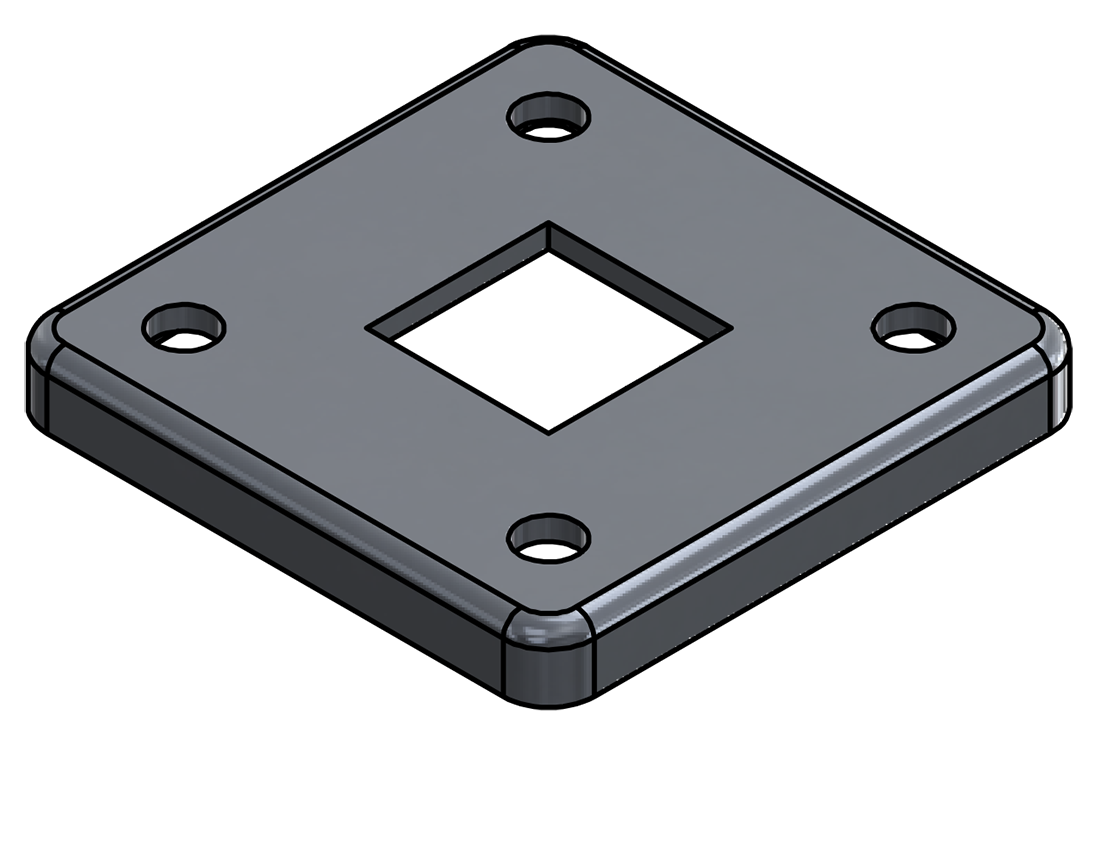 Picture of #SQFF1004-AL - ALUMINUM 1" SQ. TUBE FLANGE