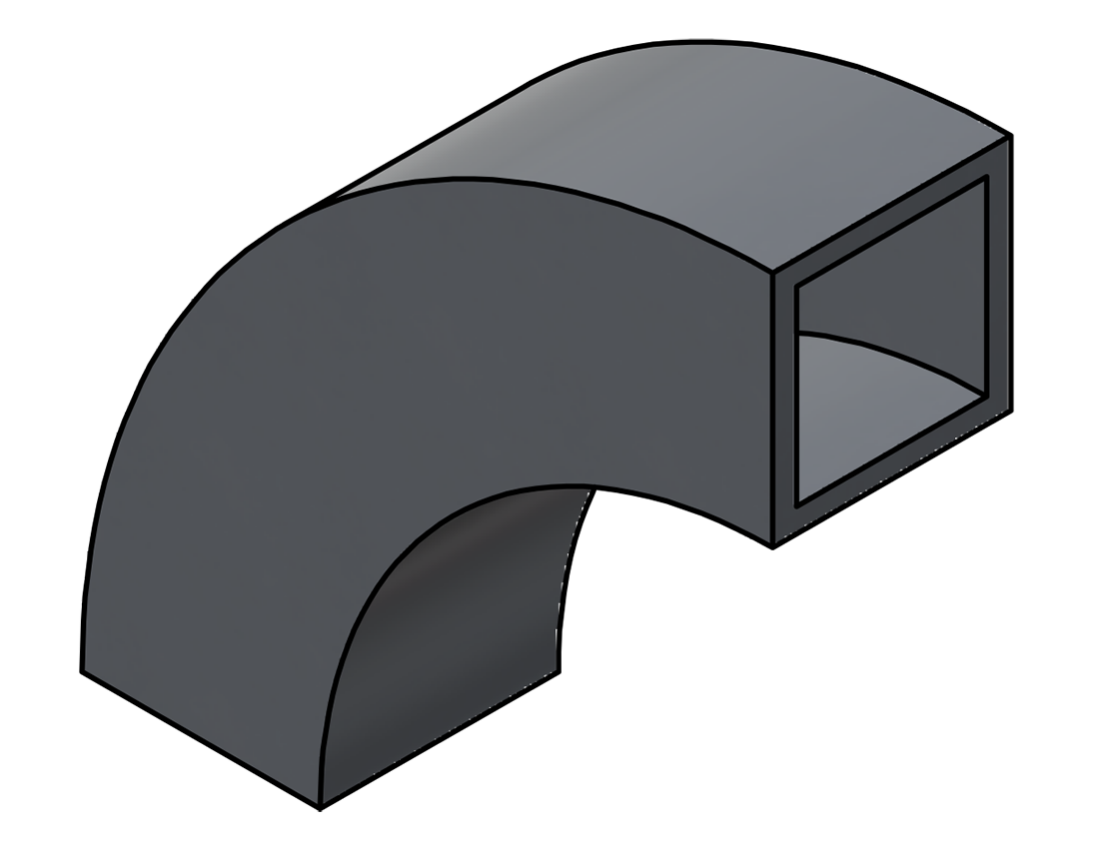 Picture of #SQ1255-AL - ALUMINUM 1.25" SQ TUBE 90° ELBOW